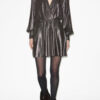 Alexane korte gedrapeerde metallic jurk
