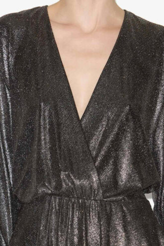 Alexane korte gedrapeerde metallic jurk