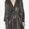 Alexane korte gedrapeerde metallic jurk