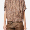 Azalea top van zijden jacquard met bloemenprint