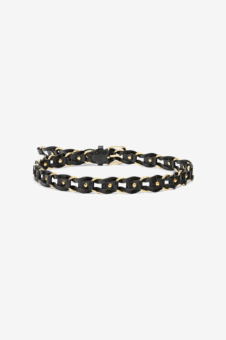 Bali gevlochten leren en metalen riem