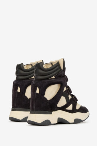 Balskee hoge sneakers met sleehak van suède kalfsleer