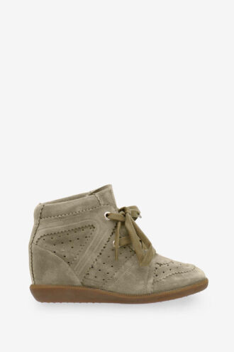 Bobby suède kalfsleren sneakers met sleehak