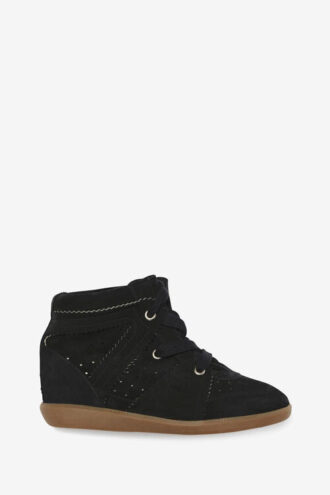 Bobby suède kalfsleren sneakers met sleehak