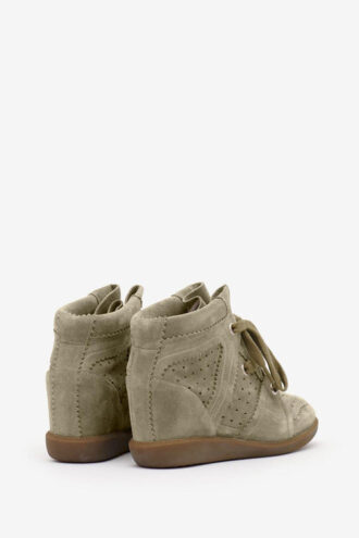 Bobby suède kalfsleren sneakers met sleehak