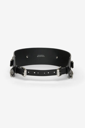 Brede leren riem met ringen Brighton