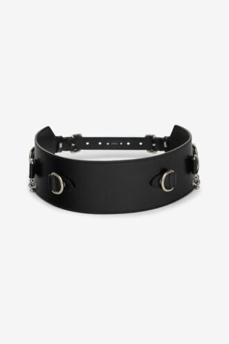 Brede leren riem met ringen Brighton