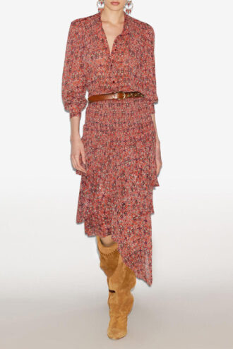 Brigitte Midi-rok met ruches en print