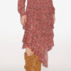 Brigitte Midi-rok met ruches en print