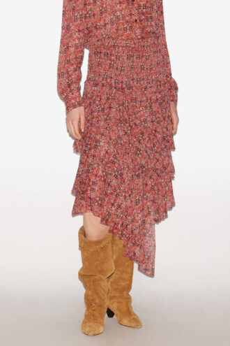 Brigitte Midi-rok met ruches en print