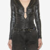 Buffy gedrapeerde metallic top