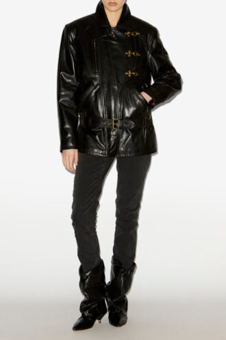 Caitlyn leren jas in bikerstijl