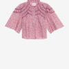 Carmen top van katoenen voile met print en plooien