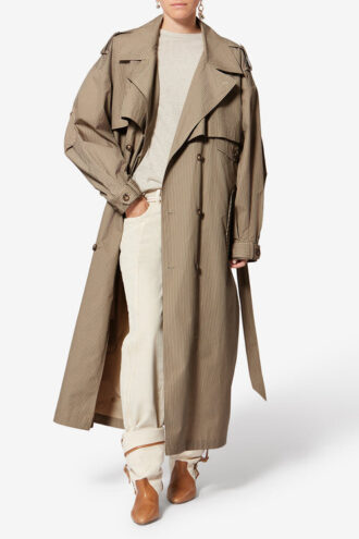 Chilma gestreepte katoenen trenchcoat