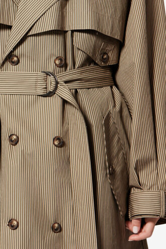 Chilma gestreepte katoenen trenchcoat