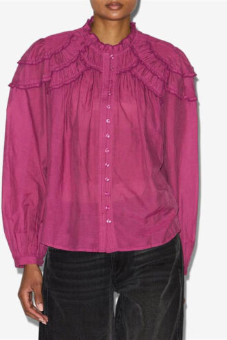 Christa katoenen blouse met plooien