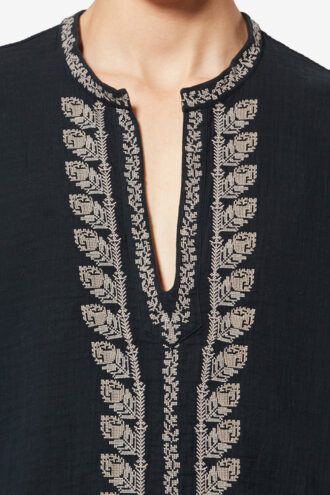 Cizalie geborduurde katoenen gaasblouse