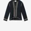 Cizalie geborduurde katoenen gaasblouse
