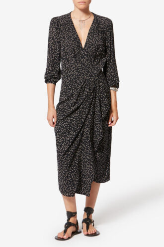 Daylia vloeiende jurk met origamiprint
