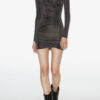Denise korte gedrapeerde lurex jurk