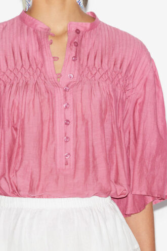 Destiny gesmokte blouse van effen katoenen voile