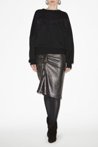 Dolene gedrapeerde metallic rok
