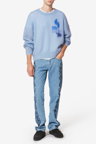 Drany tweekleurige mohair trui met logo