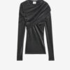 Dressi gedrapeerde lurex jersey top