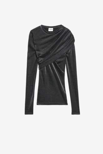 Dressi gedrapeerde lurex jersey top