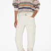 Drussell gestreepte geborstelde mohair trui