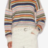 Drussell gestreepte geborstelde mohair trui