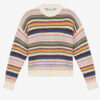 Drussell gestreepte geborstelde mohair trui
