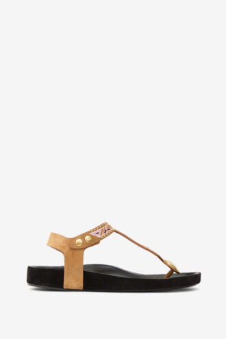Enore geborduurde leren sandalen