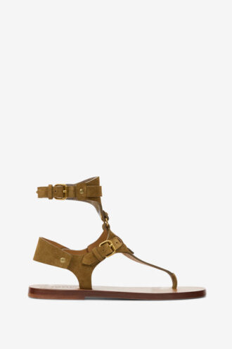 Eveen platte sandalen van suède leer