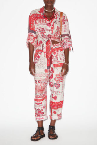Fedora katoenen voile broek met bandana print