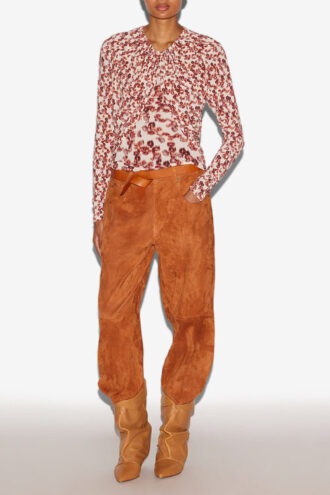 Gaetane gedrapeerde jersey top met print