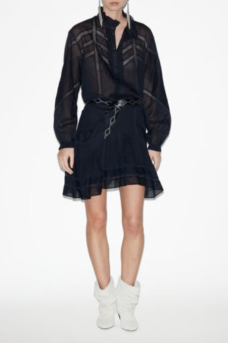 Gaia-blouse van effen katoenen voile