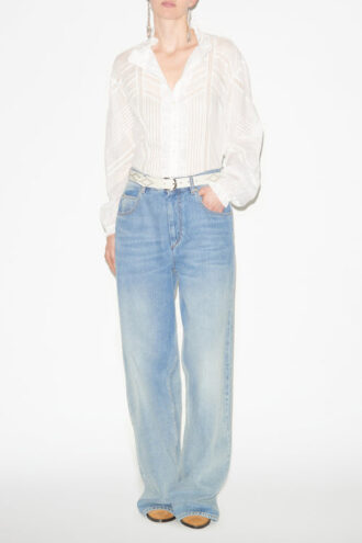 Gaia-blouse van effen katoenen voile