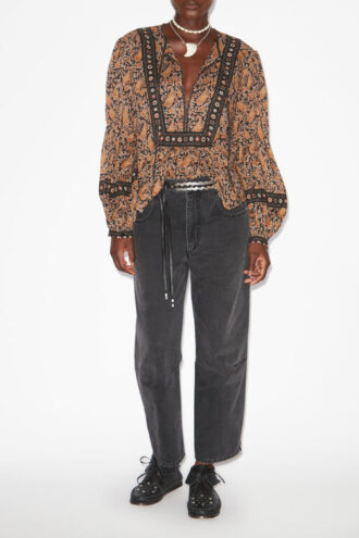 Gayle katoenen voile blouse met print