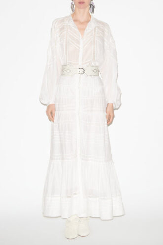 Gelma Blouse van effen katoenen voile en kant