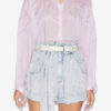 Gelma Blouse van effen katoenen voile en kant