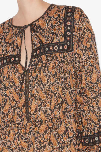 Greila Lange katoenen voile jurk met print