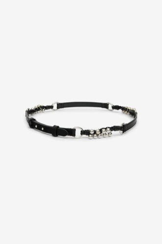 Grimsby leren riem met ringen en studs