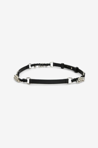 Grimsby leren riem met ringen en studs
