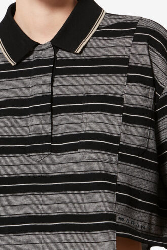 Isalyne gestreept katoenen piqué poloshirt