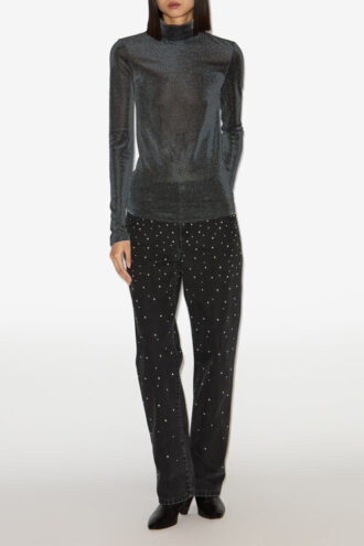 Jadia Lurex top met opstaande kraag