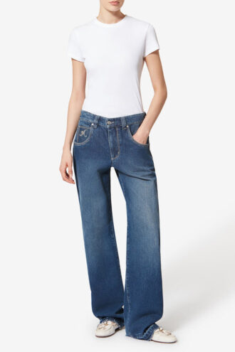 Jeyda Denim jeans met stiksels
