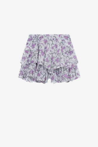 Jocadia short met ruches van bedrukt katoenen voile