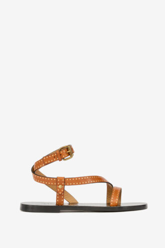 Jopee platte leren sandalen met studs