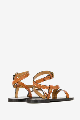 Jopee platte leren sandalen met studs